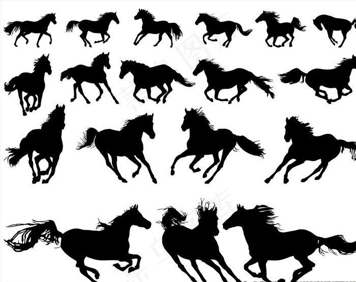 马剪影矢量素材图片