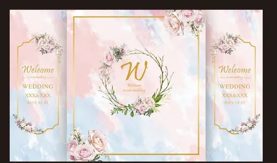 蓝粉色婚礼背景图片