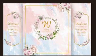 蓝粉色婚礼背景图片