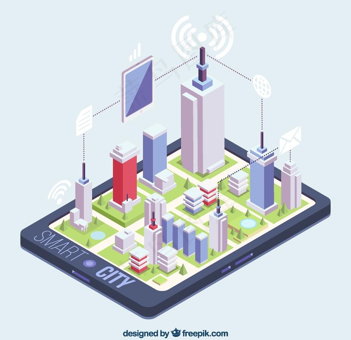 等距建筑城市矢量图图片