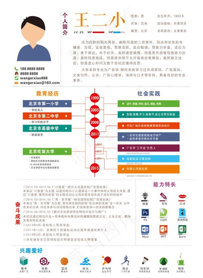 简历（附字体）图片cdr矢量模版下载