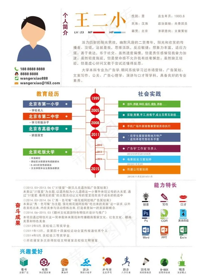 简历（附字体）图片cdr矢量模版下载