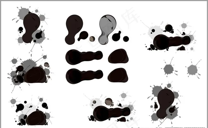 水墨 毛笔 笔触 墨点 墨迹图片cdr矢量模版下载