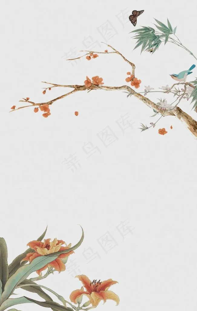 古风山水画元素背景图片