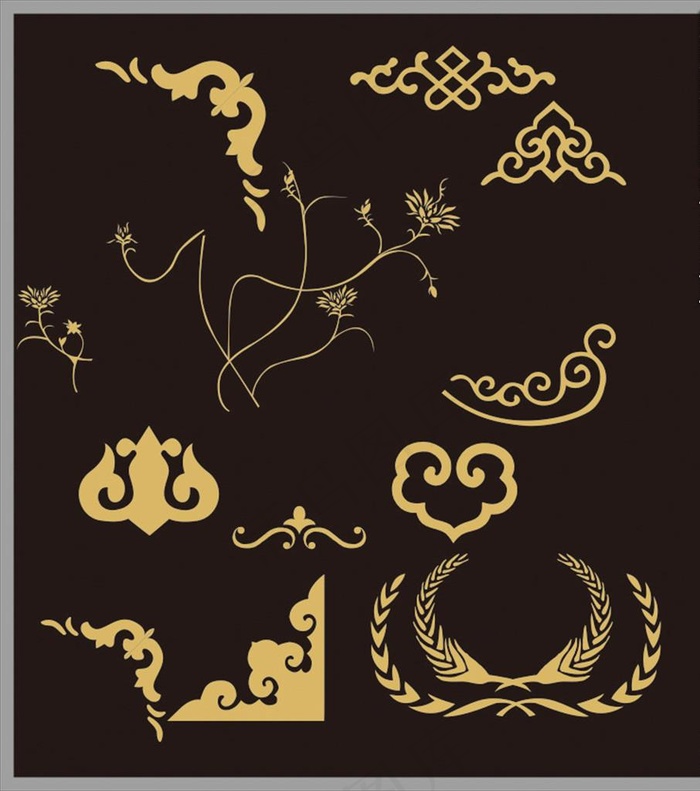 金色花纹 花边 角花 边框图片