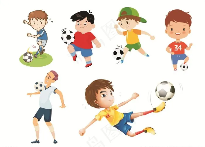 卡通踢足球的小孩图片cdr矢量模版下载