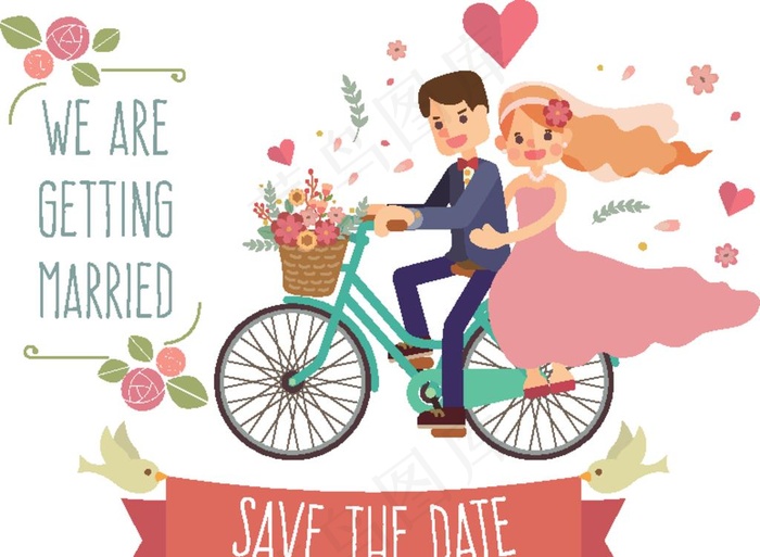婚礼主题人物插画图片