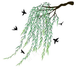 春天柳树燕子手装饰素材图片