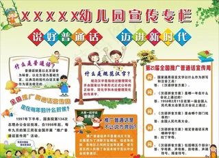 幼儿园宣传栏 说好普通话 迈进图片
