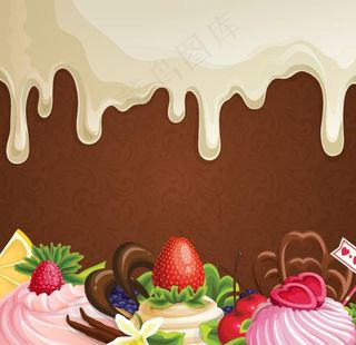 卡通甜品文本背景矢量素材图片