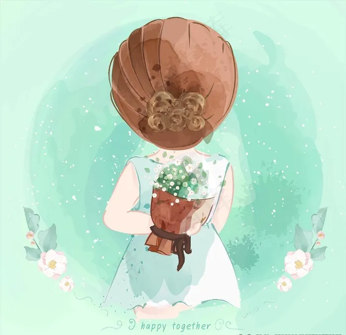 卡通女孩形象图片eps,ai矢量模版下载