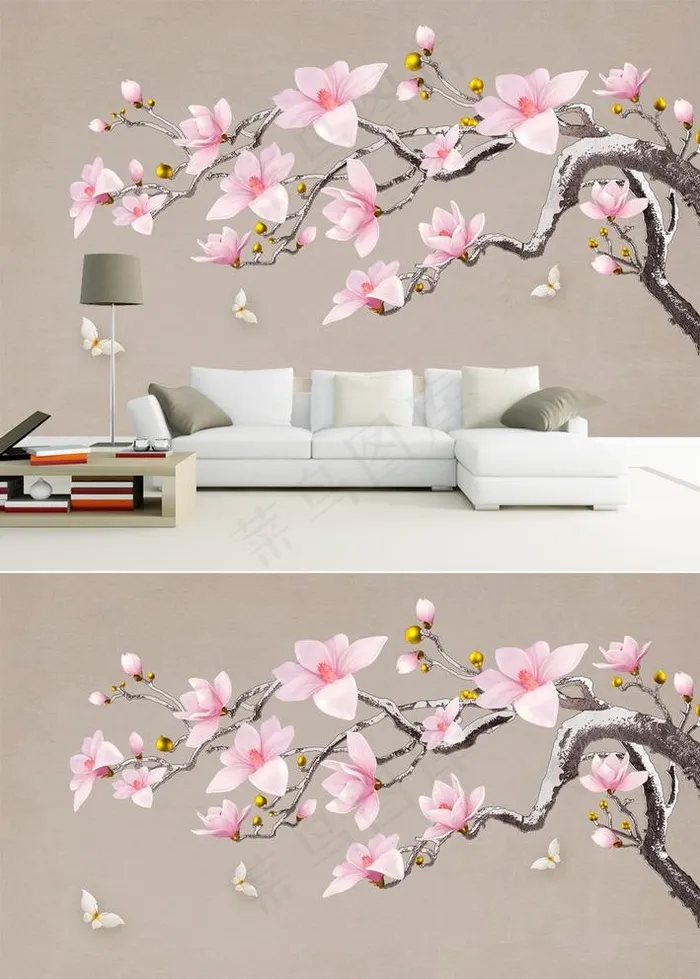 新中式浮雕花鸟珠宝背景墙图片(10079X6299(DPI:80))psd模版下载