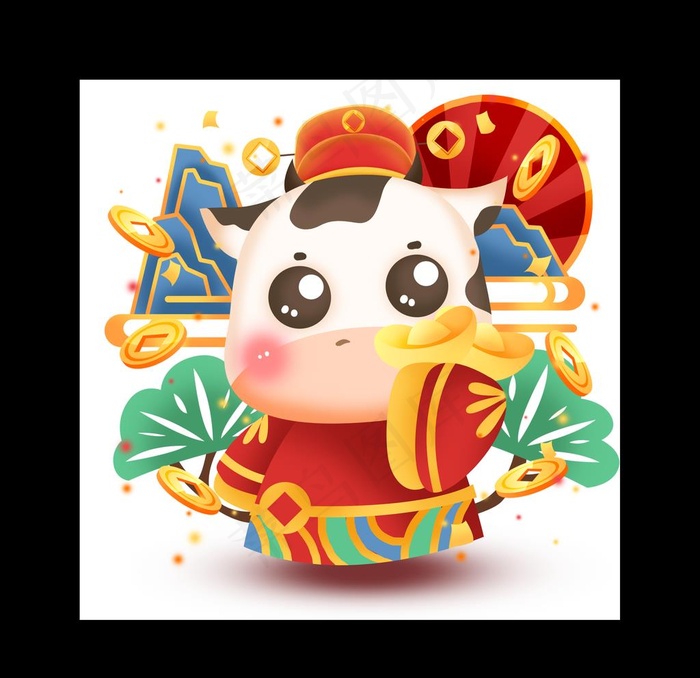 卡通牛图片psd模版下载