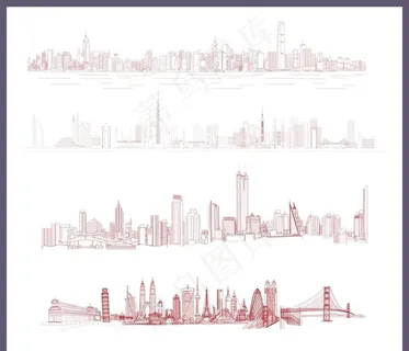 城市剪影线条图图片