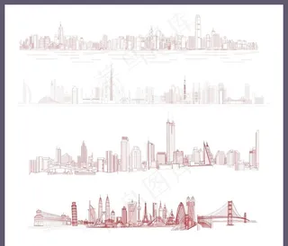 城市剪影线条图图片