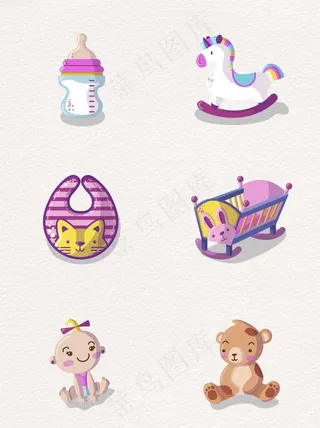 紫色可爱婴儿用品合集图片