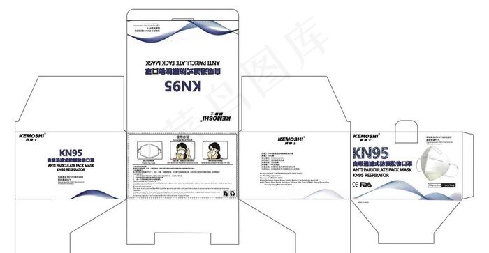 KN95包装盒图片cdr矢量模版下载
