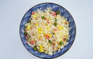 蛋炒饭美食食材背景海报素材图片