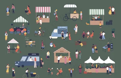 摊位插画图片