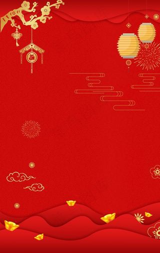 简约新年红背景图片