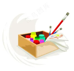高清矢量图 画具 颜料 刷子图片