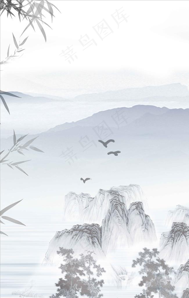 水墨背景板图片(5669X8504(DPI:72))psd模版下载