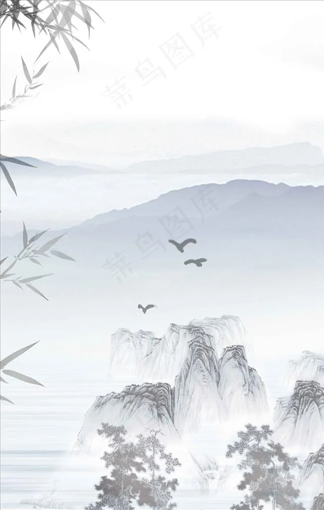 水墨背景板图片(5669X8504(DPI:72))psd模版下载