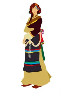 手绘藏族姑娘图片