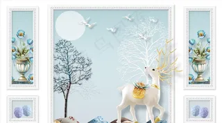 树鹿背景墙图片