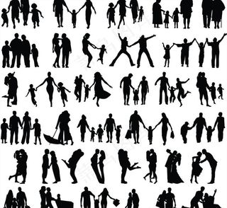 矢量一家人剪影图片