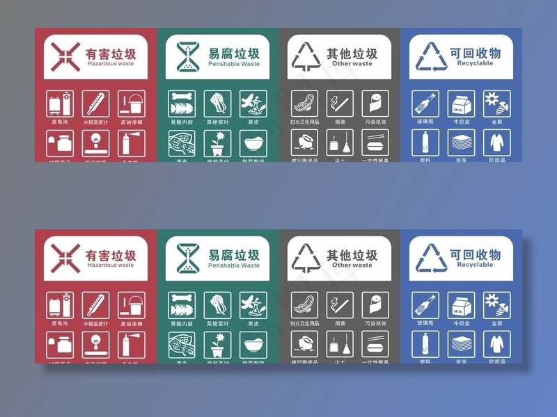 垃圾分类标识图片cdr矢量模版下载