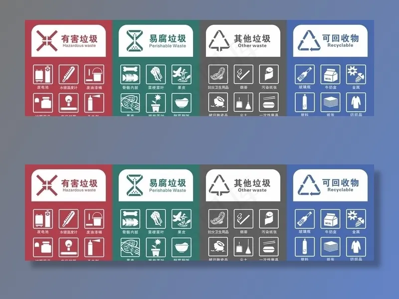 垃圾分类标识图片cdr矢量模版下载