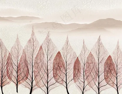 树叶森林现代背景墙图片 树叶森林现代背景墙图片