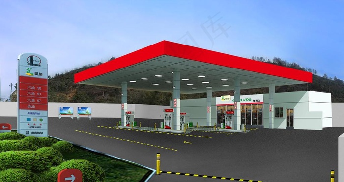 加油站效果图图片
