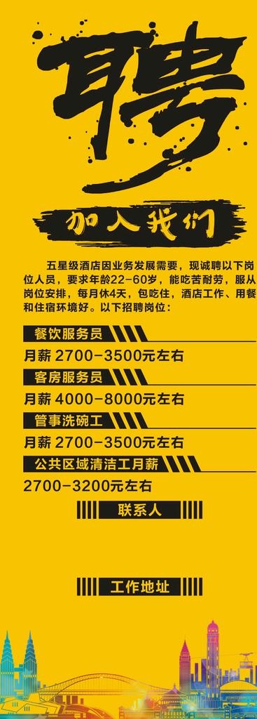 酒店招聘易拉宝图片cdr矢量模版下载