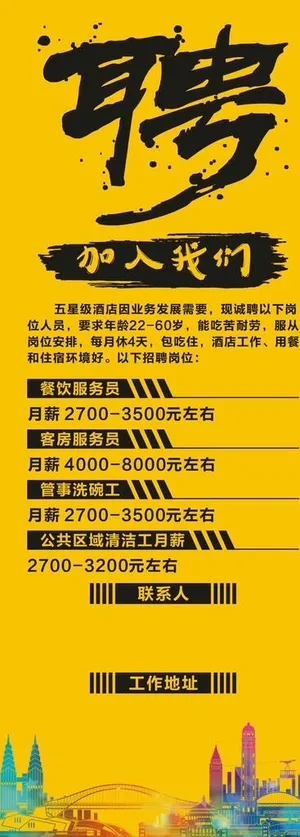 酒店招聘易拉宝图片