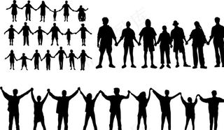 手牵手人物剪影图片