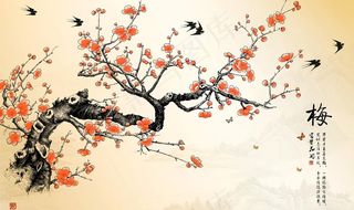 花鸟背景墙图片