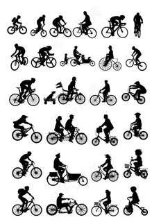 各种骑自行车的人矢量图图片