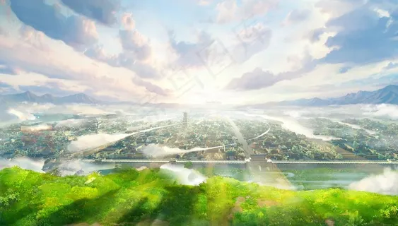 大气仙侠魔幻场景插画图片