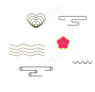 花朵祥云爱心 水波 矢量图 云图片