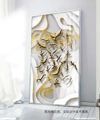 抽象飞鸟无框画装饰画图片