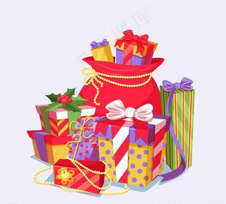 卡通立体节日礼物堆图片
