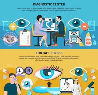 扁平化眼睛视力检查主题插画插图图片