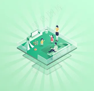 2.5D商务插画场景-家庭图片 2.5D商务插画场景-家庭图片