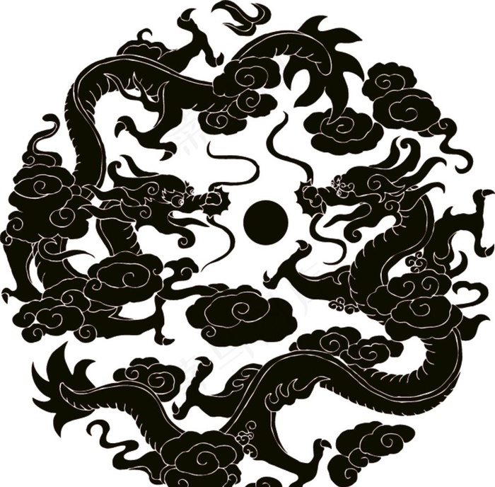 古典龙纹图片ai矢量模版下载