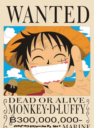 海贼王路飞通缉令（英文版）图片