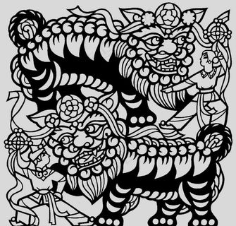 舞狮剪纸图片