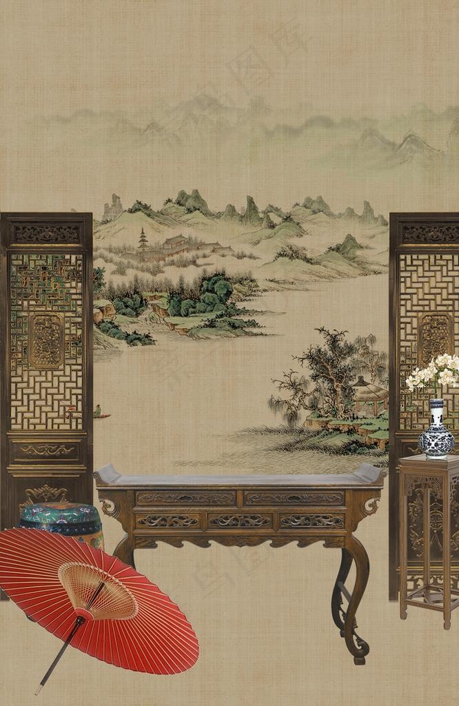 工笔画背景图片(2683X3937(DPI:200))psd模版下载