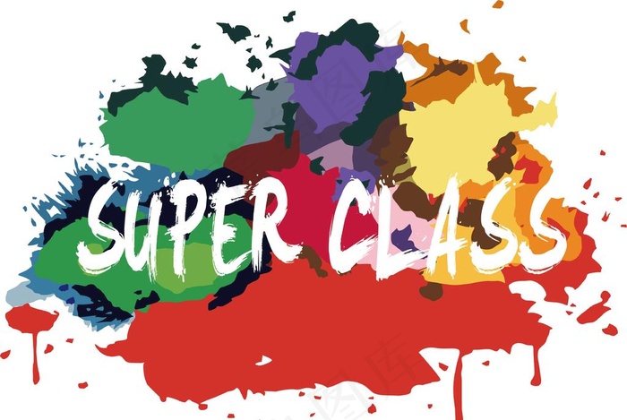 SUPER CLASS彩色块图片psd模版下载